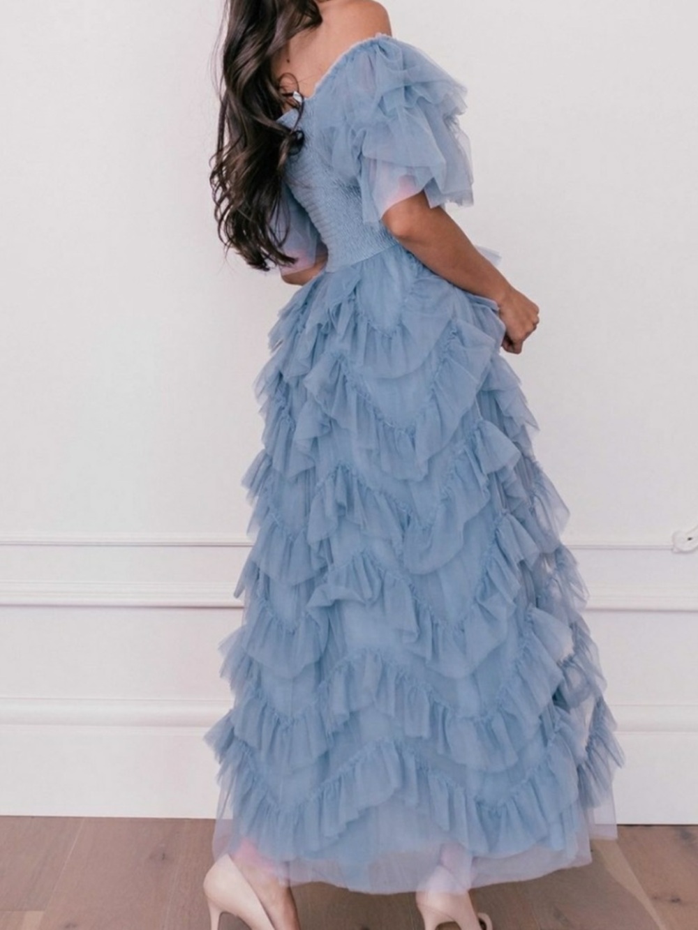 Jessakae Isla Maxi Dress Tulle size XL Dusty Blue NEW $175 - Picture 2 of 16